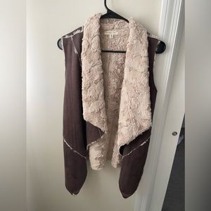 Faux fur + suede vest